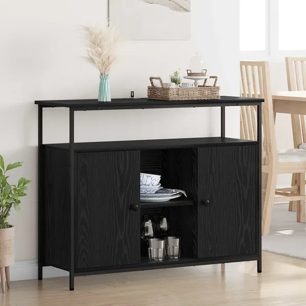 Buffet Chêne noir 100 x 35 x 80 cm Bois d'ingénierie