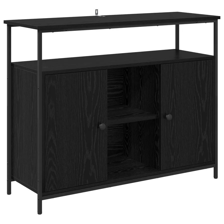 Buffet Chêne noir 100 x 35 x 80 cm Bois d'ingénierie - 2