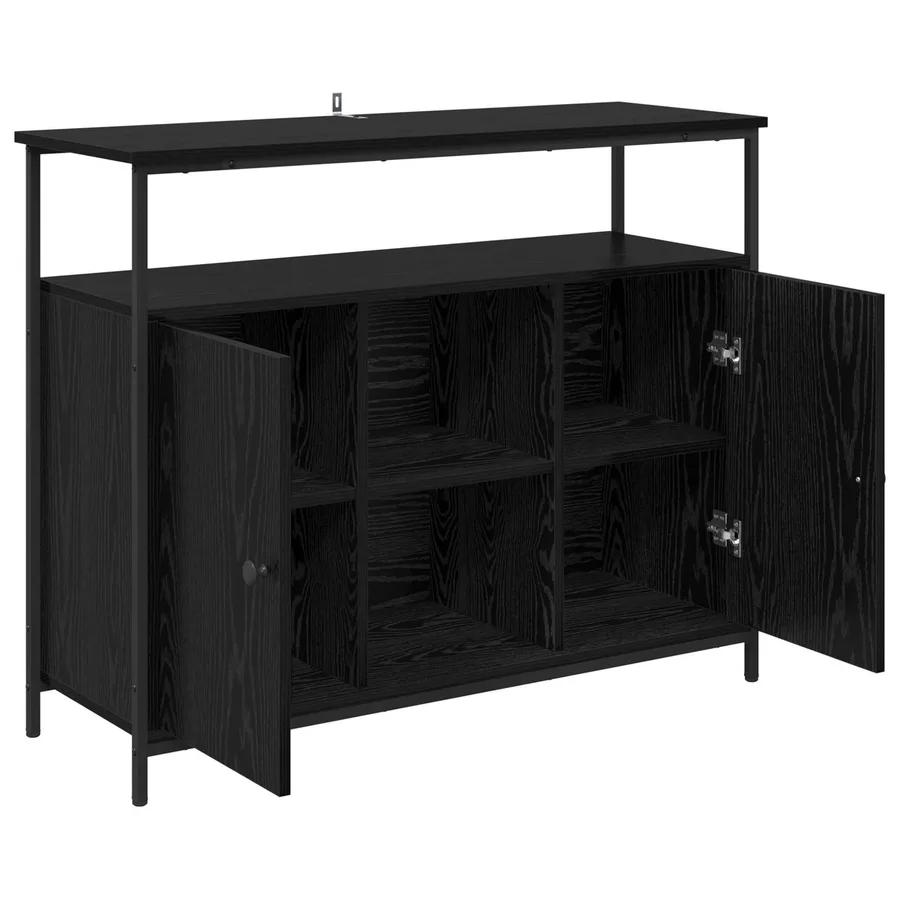 Buffet Chêne noir 100 x 35 x 80 cm Bois d'ingénierie - 5