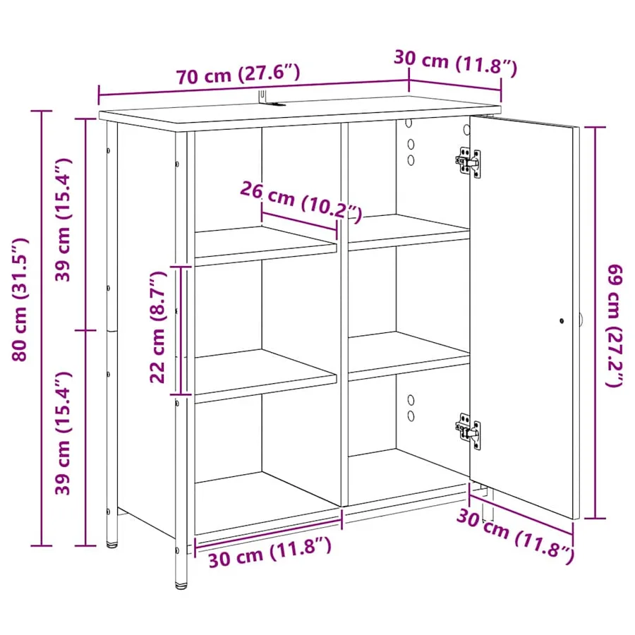 Buffet Bois Ancien 70 x 30 x 80 cm Bois d'ingénierie - 16