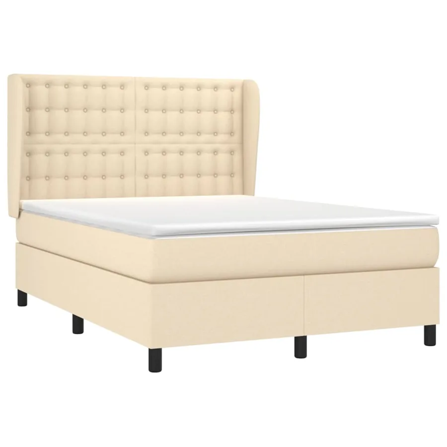 Sommier à lattes de lit avec matelas Crème 140x200 cm Tissu - 3
