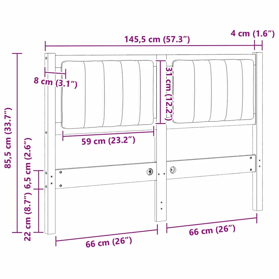 Tête de lit capitonnée Marron 120 cm Pin massif - 11