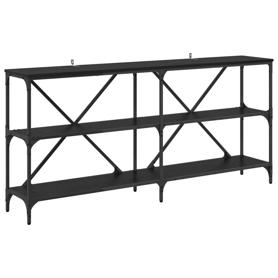 Table console Chêne noir 160 x 30 x 75 cm Bois d'ingénierie - 2