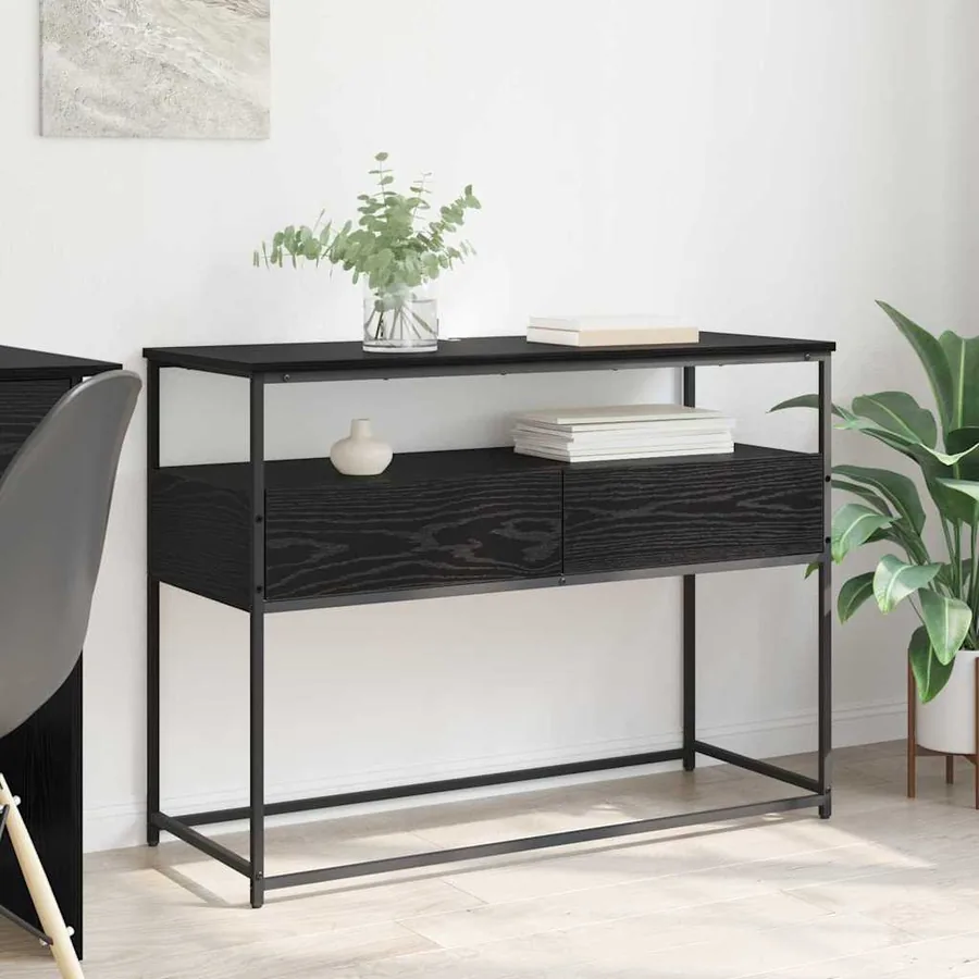 Table console Chêne noir 100 x 40 x 75 cm Bois d'ingénierie