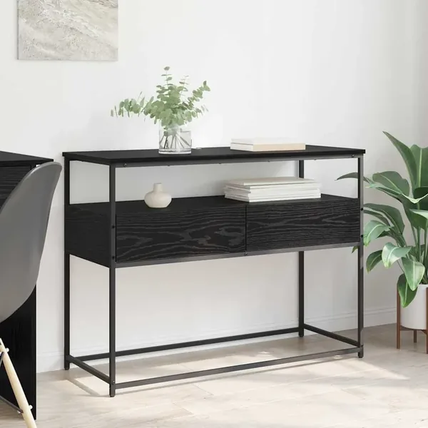 Table console Chêne noir 100 x 40 x 75 cm Bois d'ingénierie