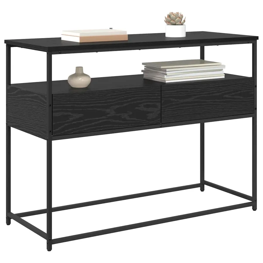 Table console Chêne noir 100 x 40 x 75 cm Bois d'ingénierie - 3