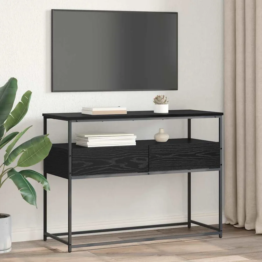Table console Chêne noir 100 x 40 x 75 cm Bois d'ingénierie - 4