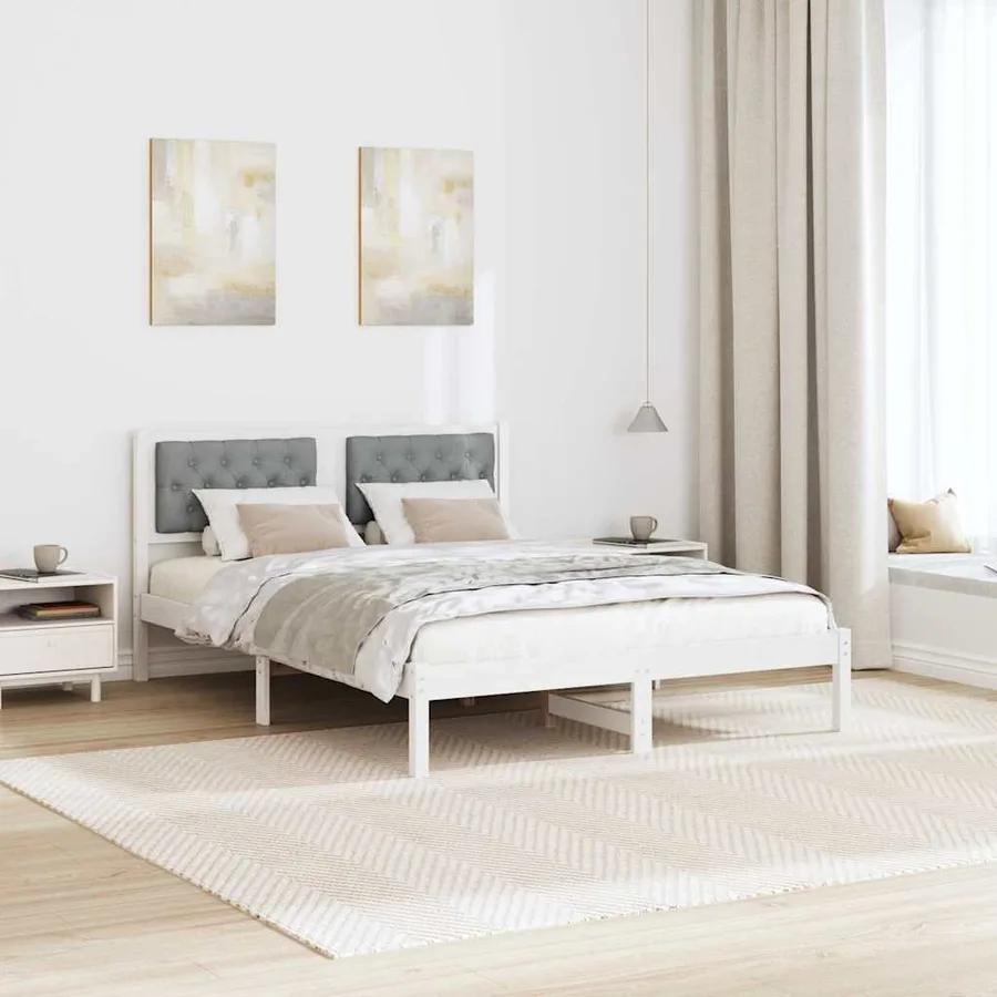 Cadre de lit Gris clair 140 x 200 cm Pin massif - 4