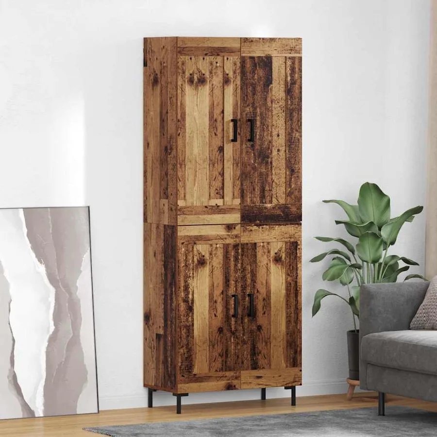 Haut Armoire 2 pcs Bois Ancien Bois d'ingénierie