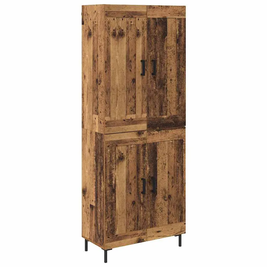 Haut Armoire 2 pcs Bois Ancien Bois d'ingénierie - 2