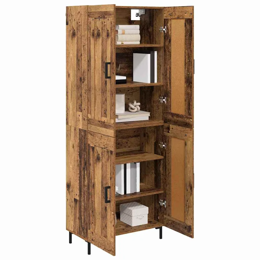 Haut Armoire 2 pcs Bois Ancien Bois d'ingénierie - 3