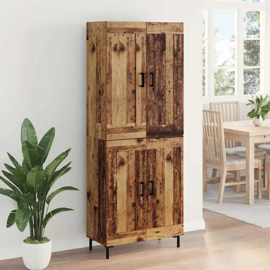 Haut Armoire 2 pcs Bois Ancien Bois d'ingénierie - 4