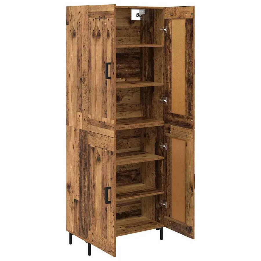 Haut Armoire 2 pcs Bois Ancien Bois d'ingénierie - 5