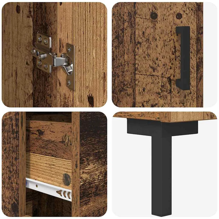 Haut Armoire avec tiroir 2 pcs Bois Ancien Bois d'ingénierie - 11