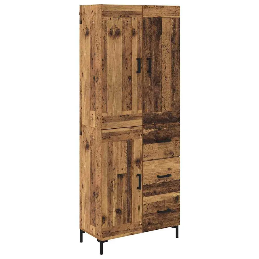 Haut Armoire avec tiroir 2 pcs Bois Ancien Bois d'ingénierie - 2