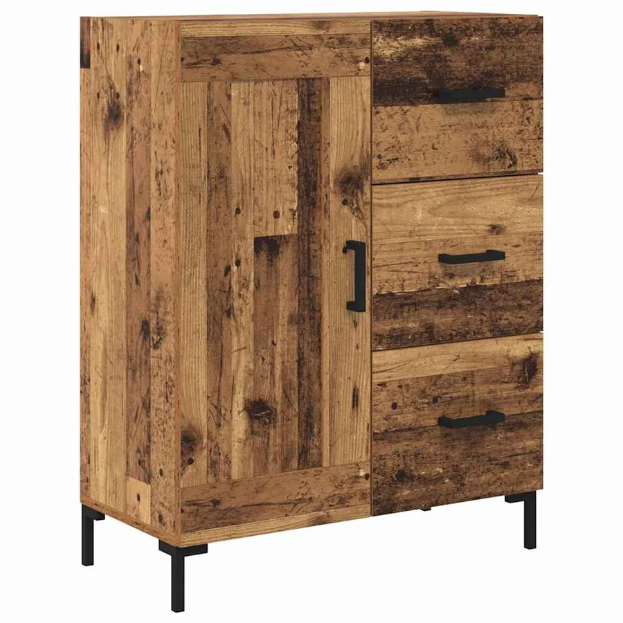 Haut Armoire avec tiroir 2 pcs Bois Ancien Bois d'ingénierie - 6