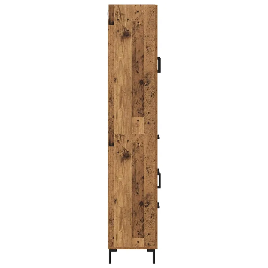 Haut Armoire avec tiroir 2 pcs Bois Ancien Bois d'ingénierie - 9