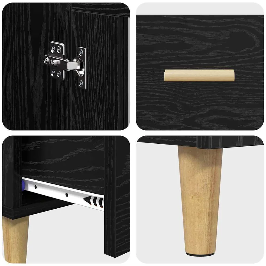 Haut Armoire Chêne noir 70 x 31 x 115 cm Bois d'ingénierie - 9