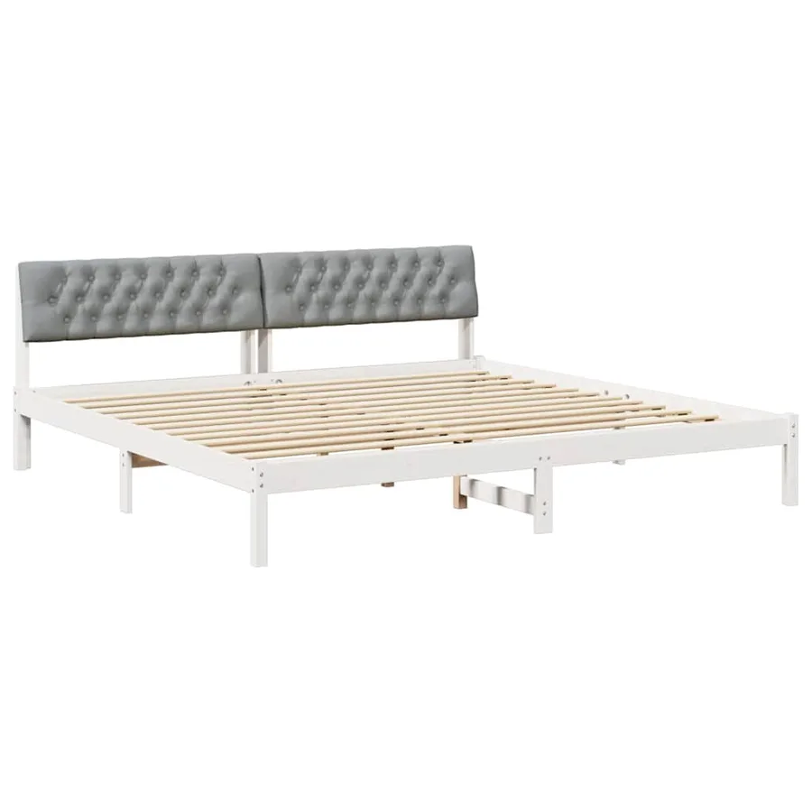 Cadre de lit avec tête de lit Blanc et gris clair 200 x 200 cm - 2