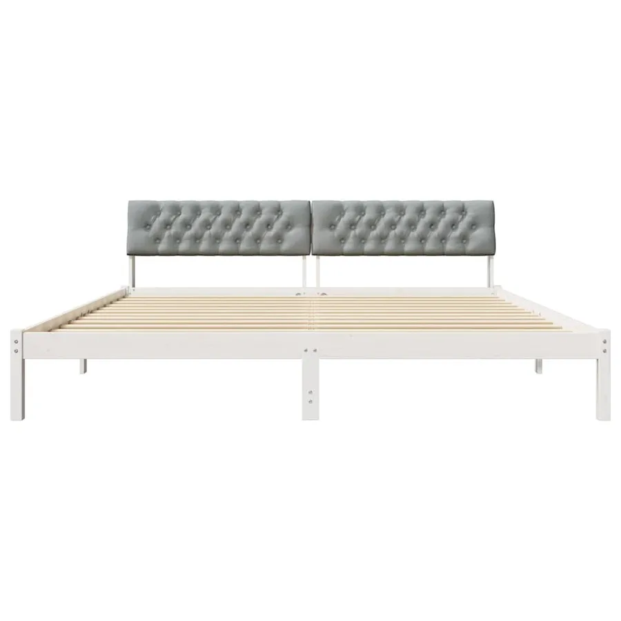 Cadre de lit avec tête de lit Blanc et gris clair 200 x 200 cm - 5