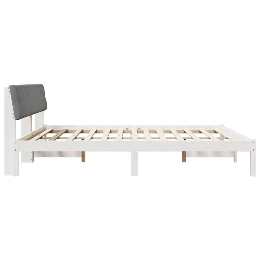 Cadre de lit avec tête de lit Blanc et gris clair 200 x 200 cm - 6