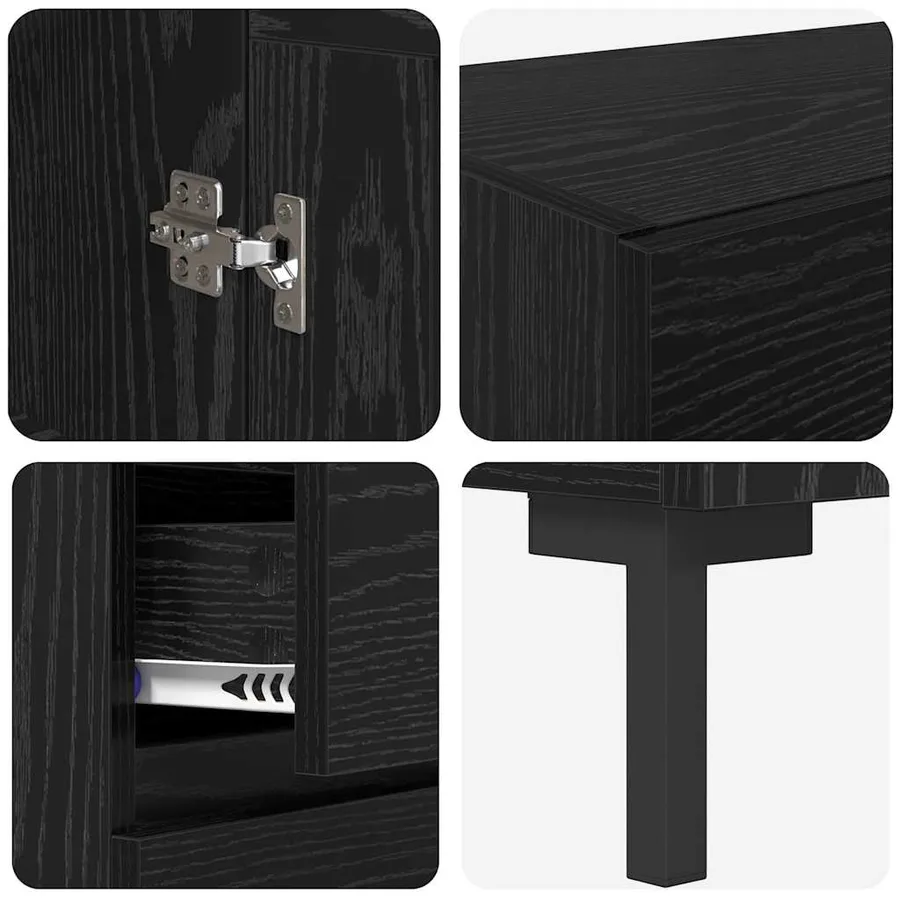 Haut Armoire avec tiroir 2 pcs Chêne noir Bois d'ingénierie - 11