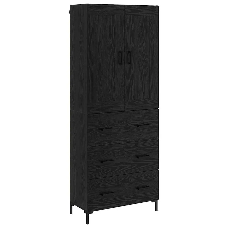 Haut Armoire avec tiroir 2 pcs Chêne noir Bois d'ingénierie - 2