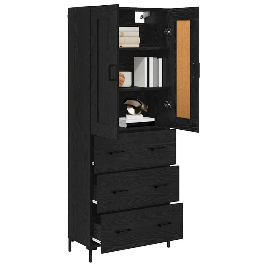 Haut Armoire avec tiroir 2 pcs Chêne noir Bois d'ingénierie - 3