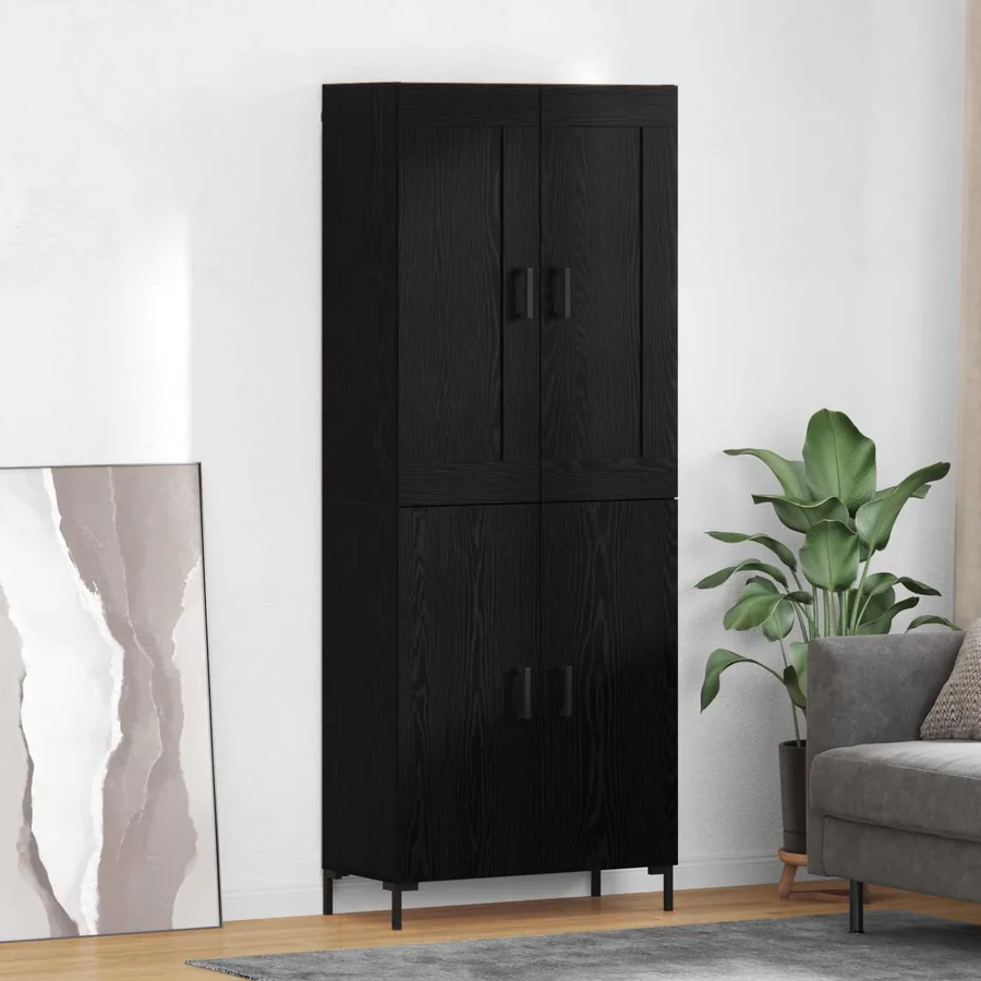 Haut Armoire 2 pcs Chêne noir Bois d'ingénierie