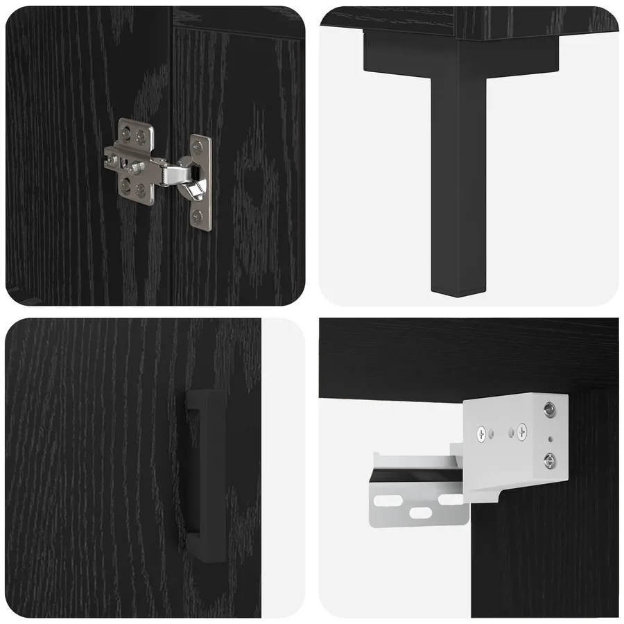 Haut Armoire 2 pcs Chêne noir Bois d'ingénierie - 11