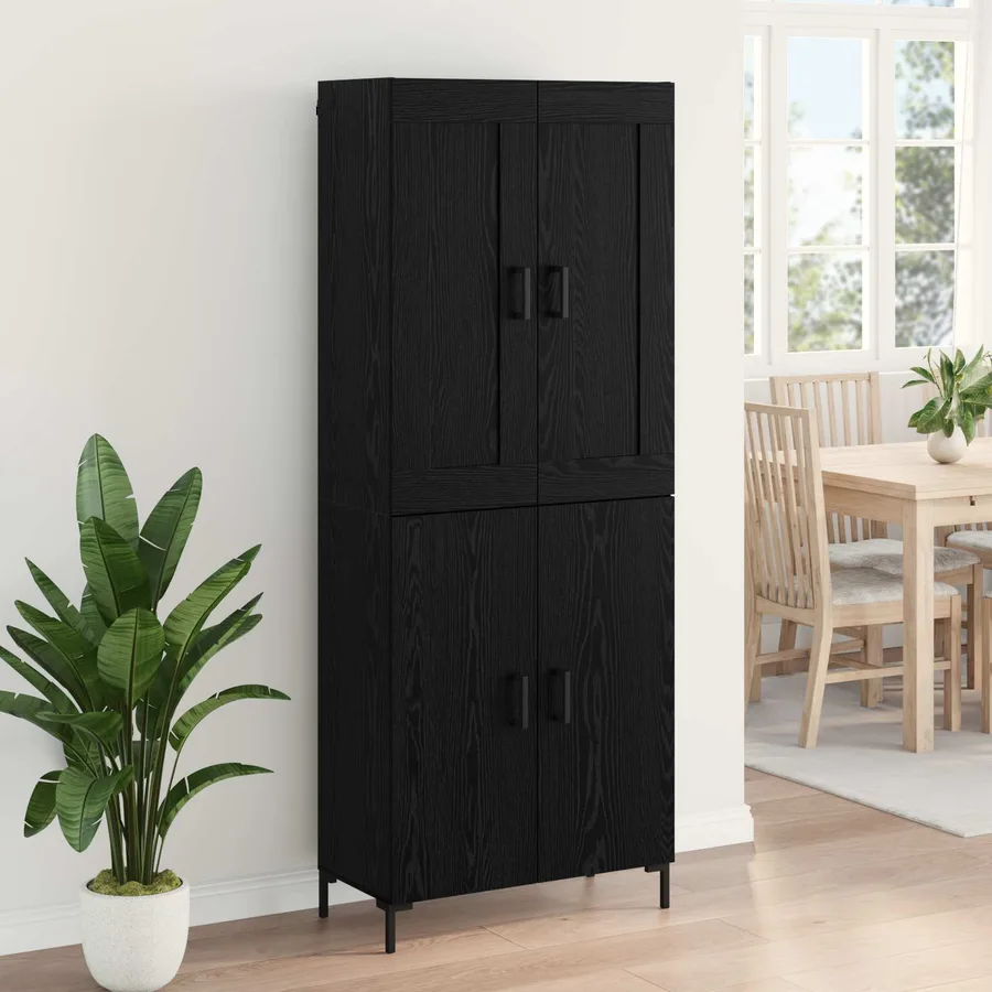Haut Armoire 2 pcs Chêne noir Bois d'ingénierie - 4