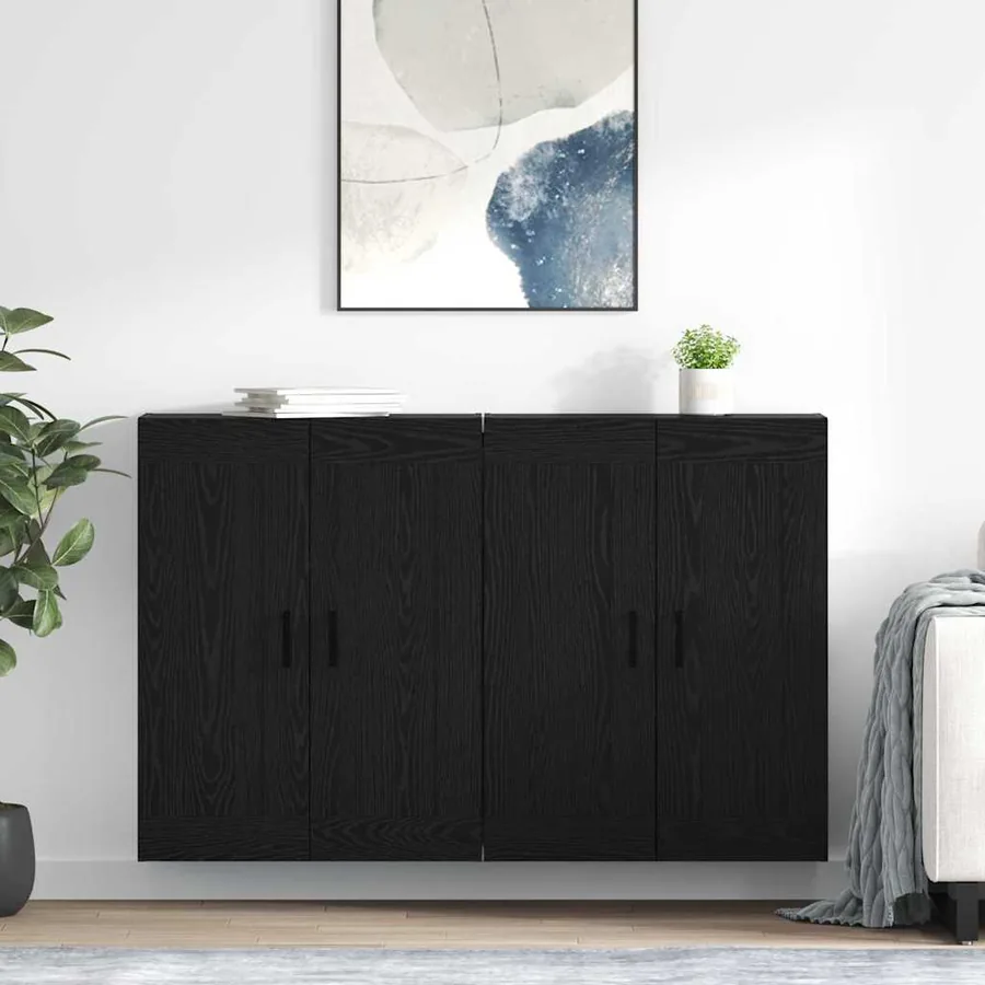 Meuble mural Montage mural 2 pcs Chêne noir 69,5 x 34 x 90 cm