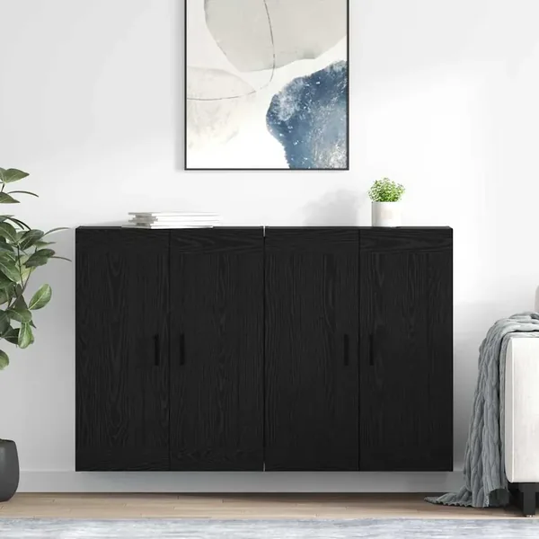 Meuble mural Montage mural 2 pcs Chêne noir 69,5 x 34 x 90 cm
