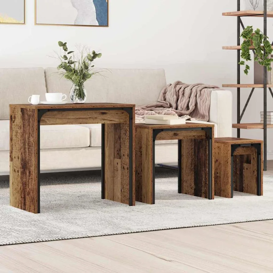 Table basse 3 pcs Bois ancien Bois d'ingénierie