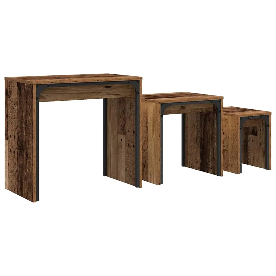 Table basse 3 pcs Bois ancien Bois d'ingénierie - 2