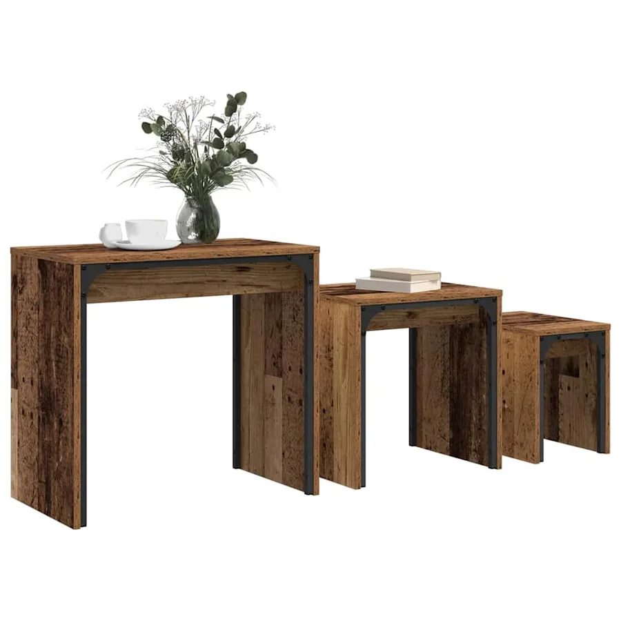 Table basse 3 pcs Bois ancien Bois d'ingénierie - 3