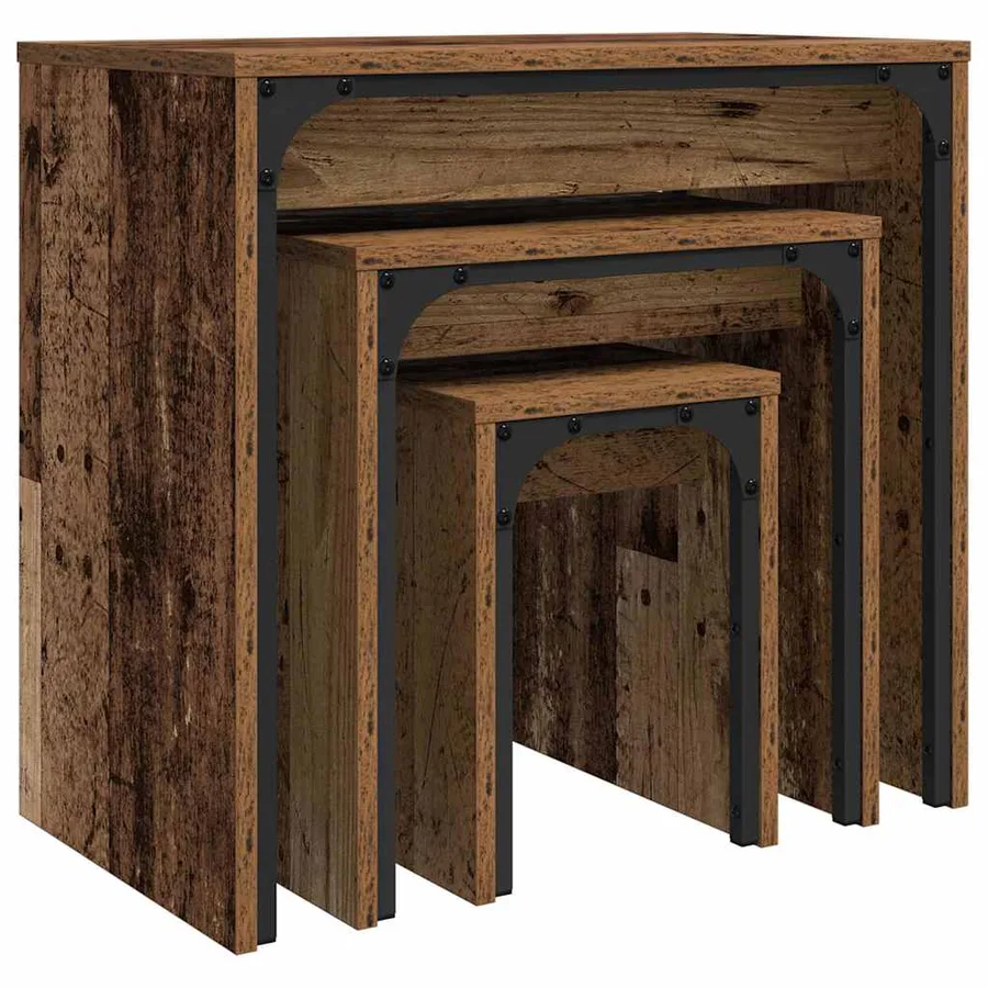 Table basse 3 pcs Bois ancien Bois d'ingénierie - 5