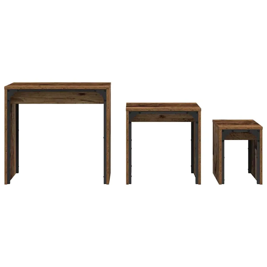 Table basse 3 pcs Bois ancien Bois d'ingénierie - 6