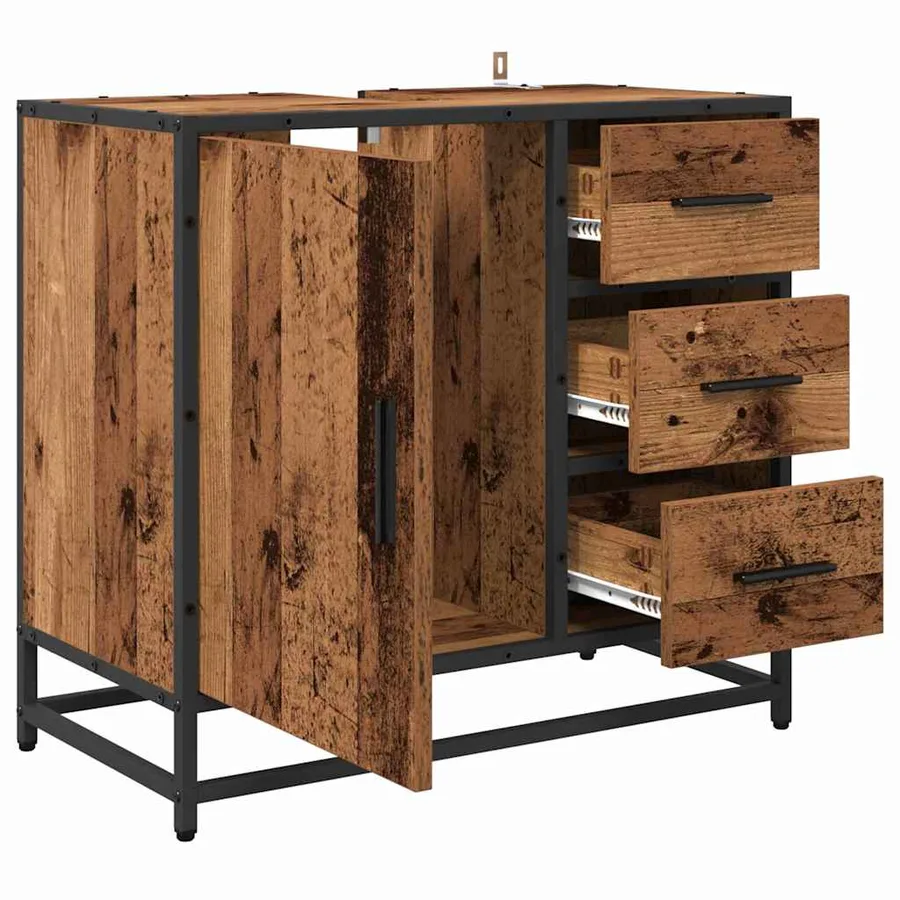 Cabinet de salle de bain avec porte Bois Ancien 65 x 33 x 60 cm - 5