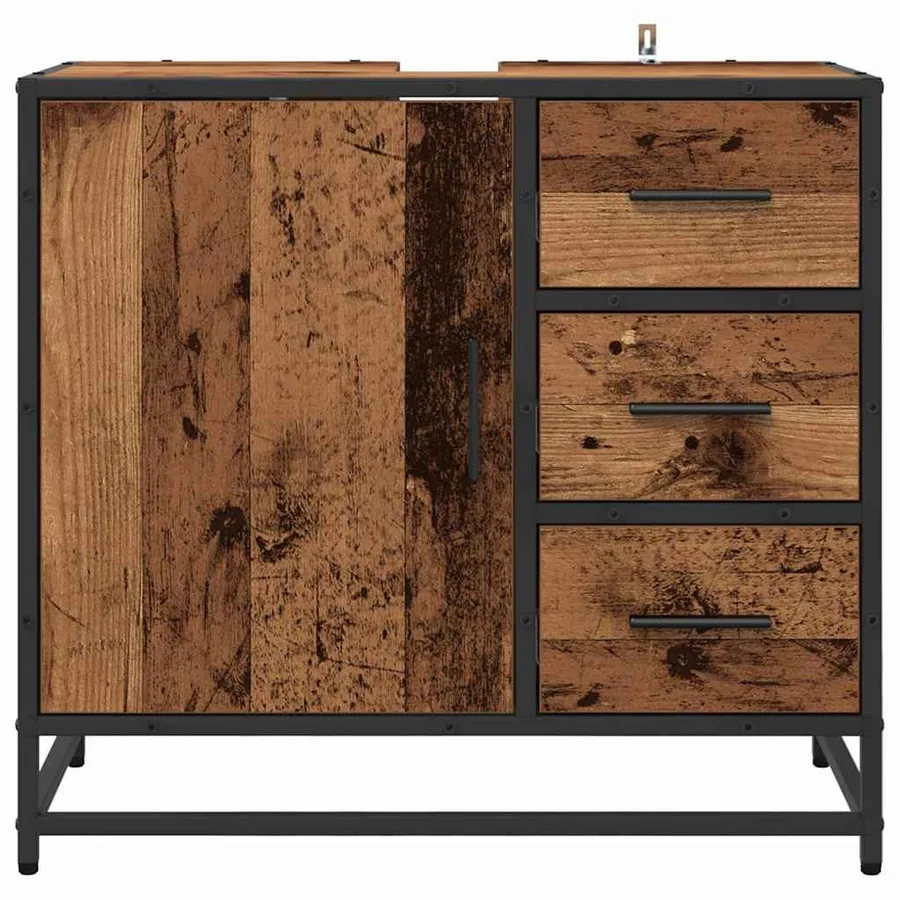 Cabinet de salle de bain avec porte Bois Ancien 65 x 33 x 60 cm - 6