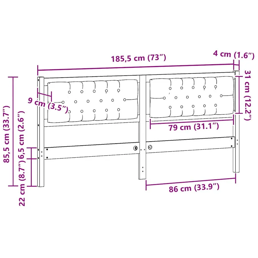 Tête de lit marron et gris foncé 160 cm Bois massif en pin - 11