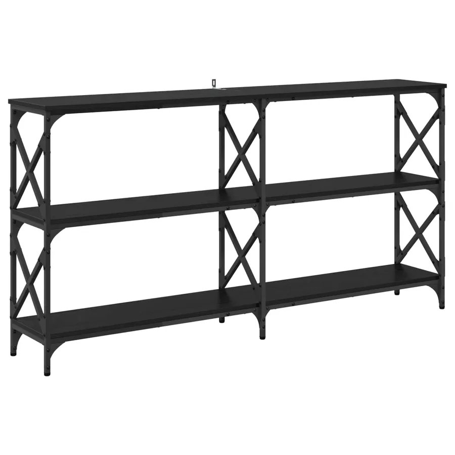 Table console Chêne noir 156 x 28 x 80,5 cm Bois d'ingénierie - 2