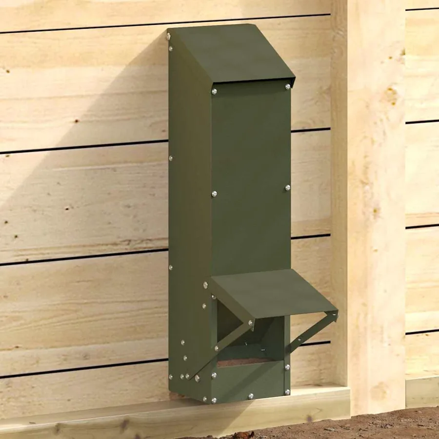 Mangeoire pour poules Vert olive 13 x 12 x 51 cm