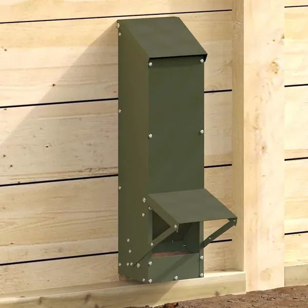 Mangeoire pour poules Vert olive 13 x 12 x 51 cm