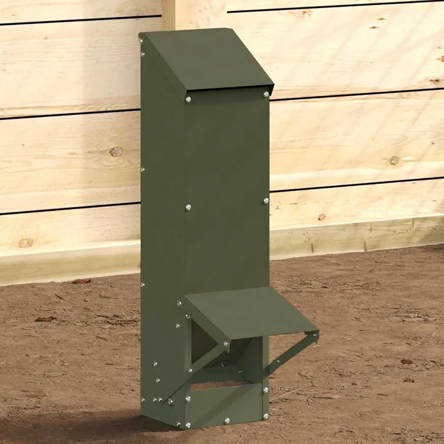 Mangeoire pour poules Vert olive 13 x 12 x 51 cm - 4