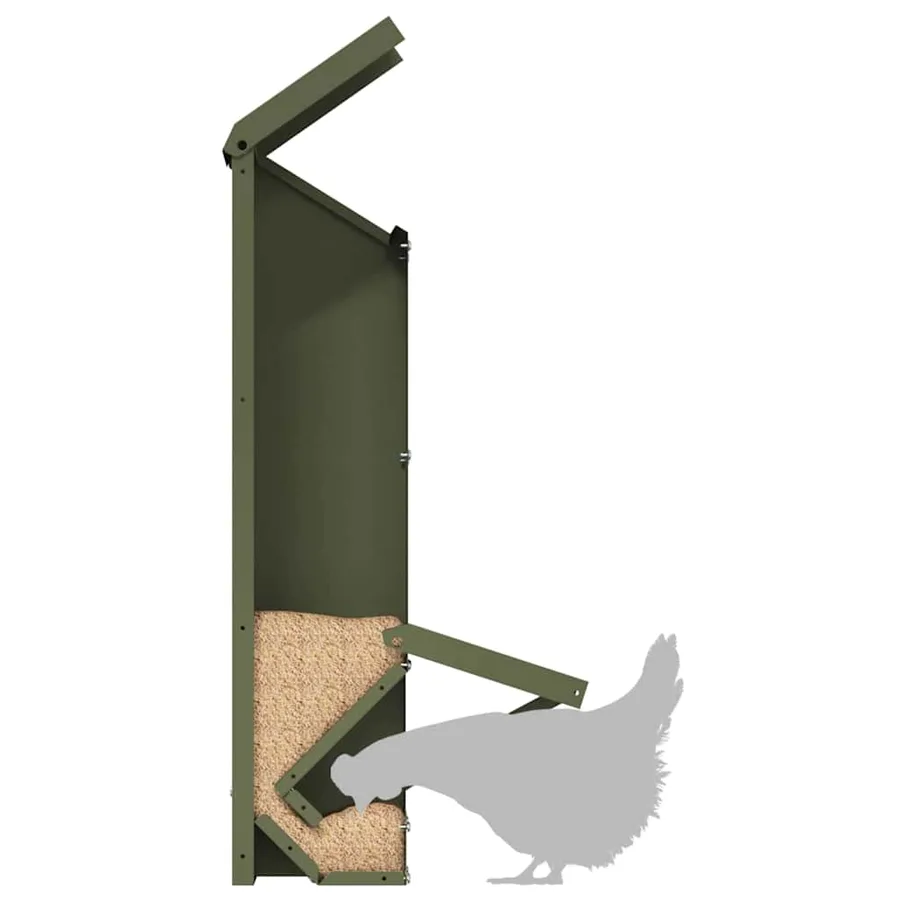 Mangeoire pour poules Vert olive 13 x 12 x 51 cm - 9