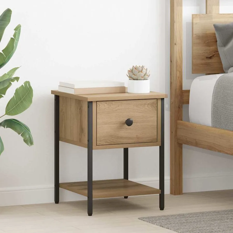 Table de chevet 2 pc Chêne artisanal 34 x 35,5 x 45 cm