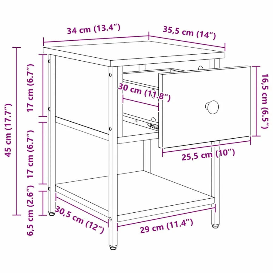 Table de chevet 2 pc Chêne artisanal 34 x 35,5 x 45 cm - 15