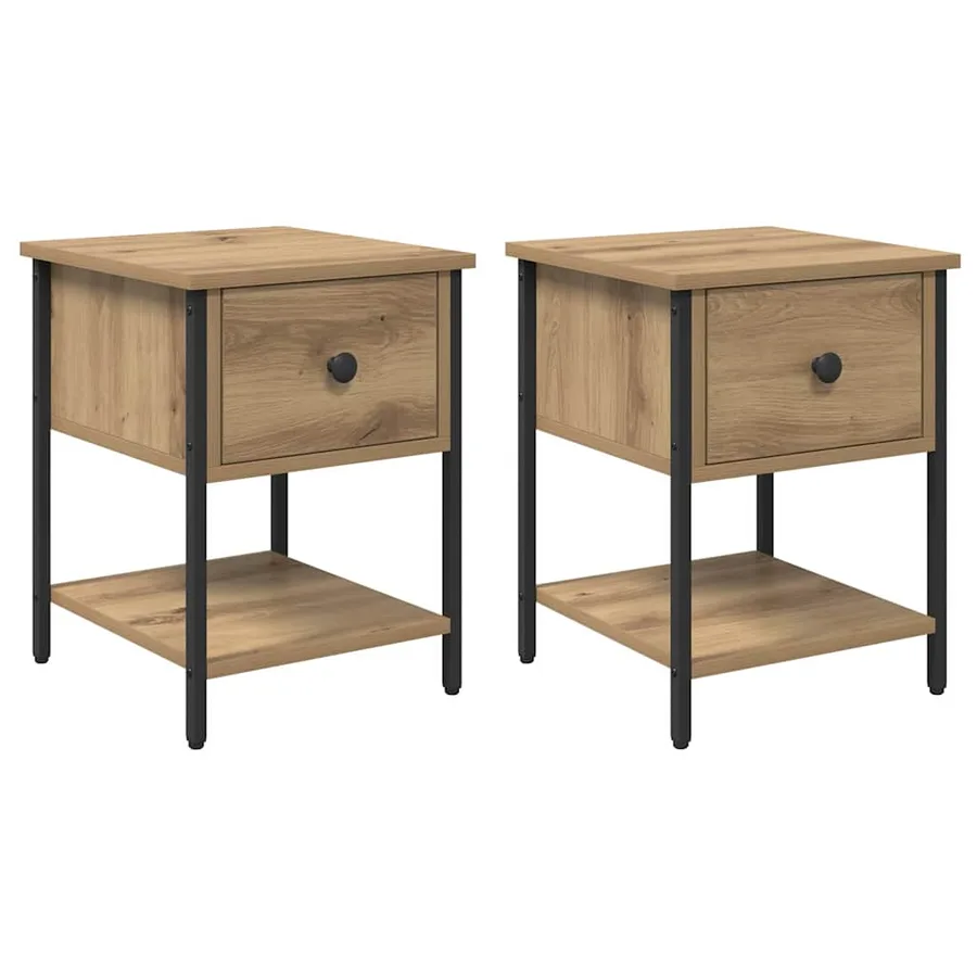 Table de chevet 2 pc Chêne artisanal 34 x 35,5 x 45 cm - 2