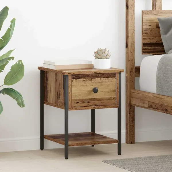 Table de chevet avec tiroir 2 pcs Bois ancien 34 x 35,5 x 45 cm